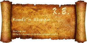 Komán Bianka névjegykártya